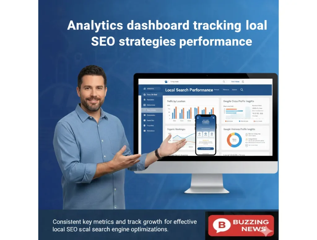 Analytics dashboard tracking local SEO strategies performance